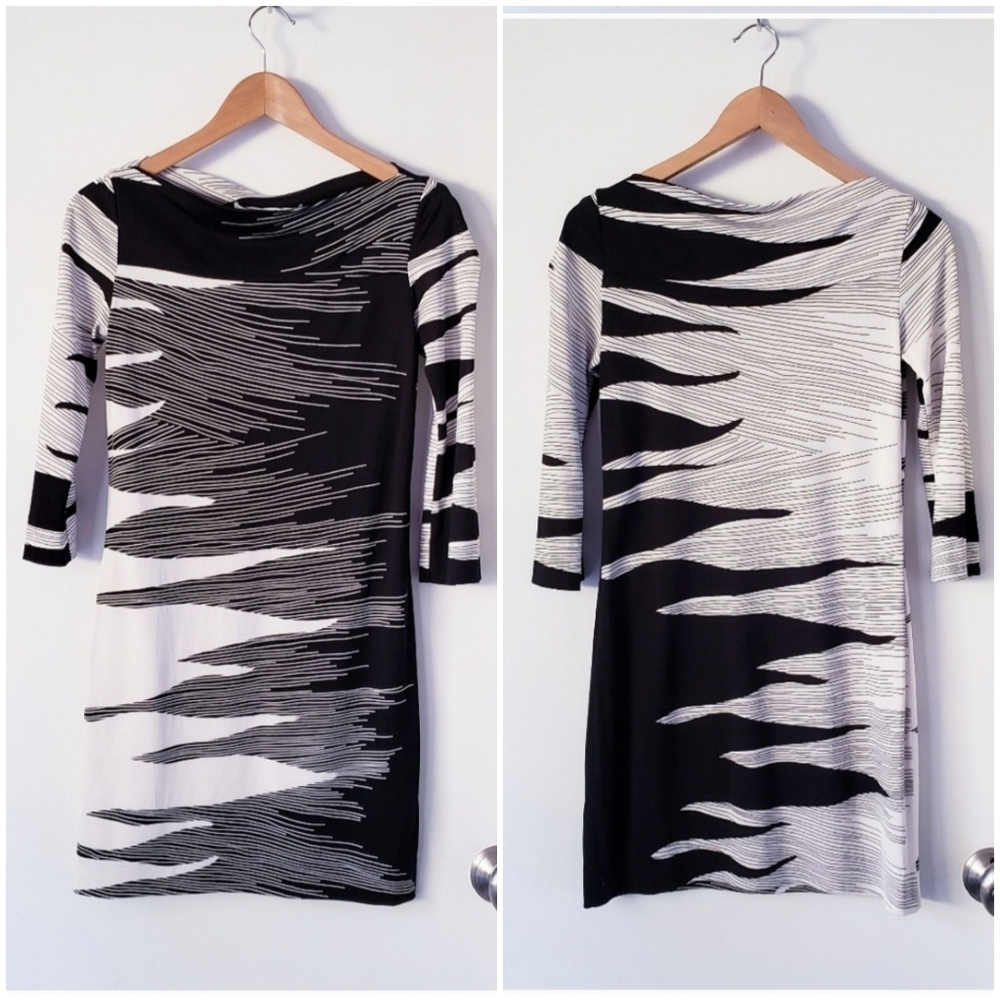 Diane Von Furstenberg Shift Dress Silk 3/4 Sleeve